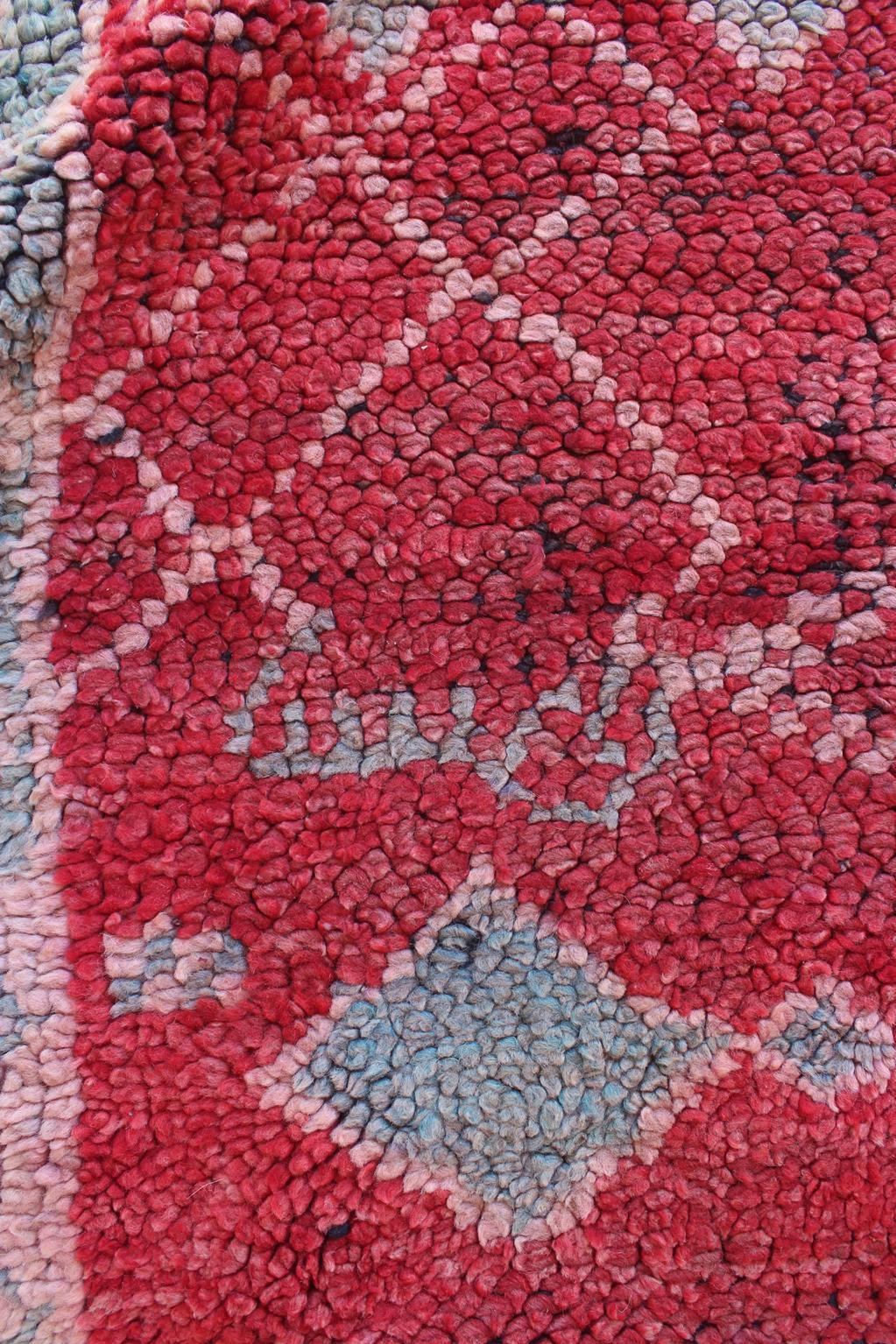 Marokkanischer Zayane-Teppich im Vintage-Stil - Rot/Grün - 7x12feet / 213x365cm im Angebot 6