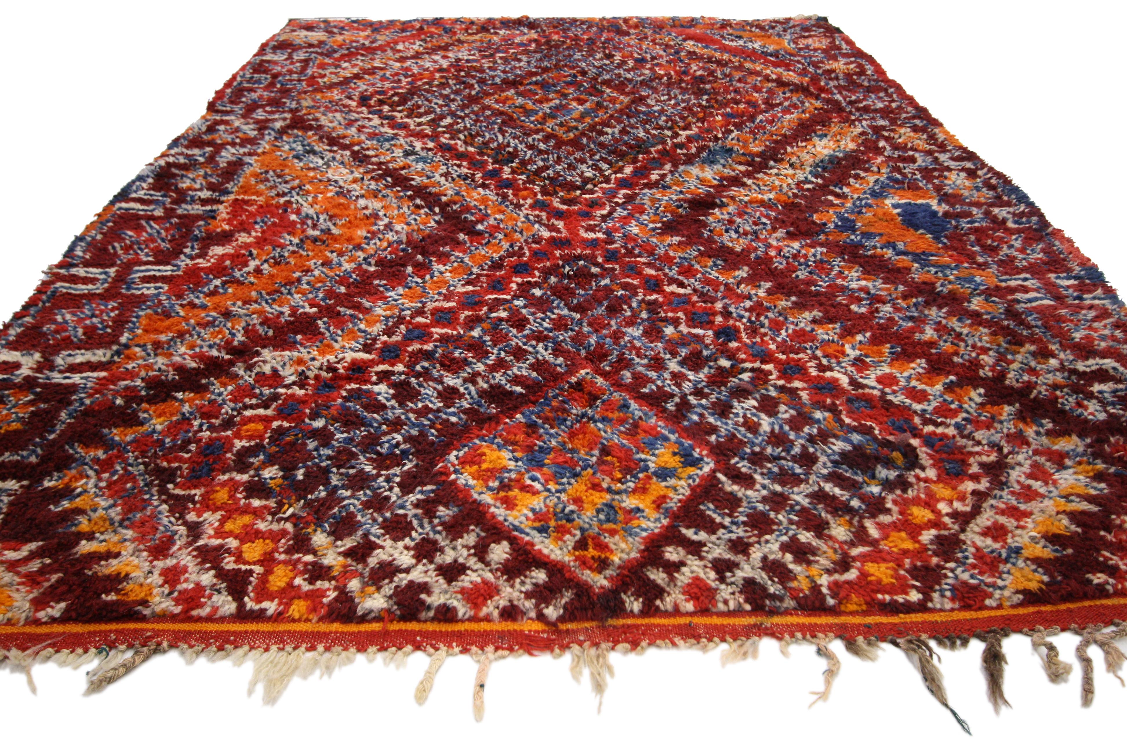 20th Century Vintage Moroccan Zayane Rug with Tribal Style, Colorful Moroccan Berber Carpet