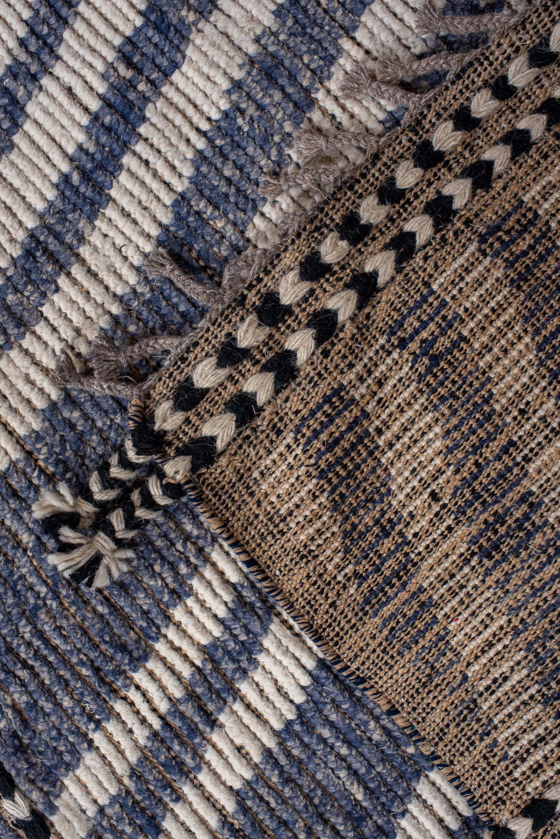 Wool Vintage Moroccan Zebra Style Berber Rug For Sale