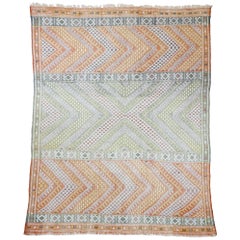 Vintage Moroccan Zemmour Berber Kilim Area Rug with Bohemian Tribal Style