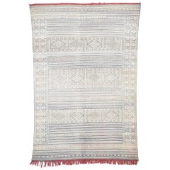 Vintage Moroccan Zemmour Berber Kilim Area Rug with Bohemian Tribal Style
