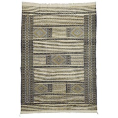 Vintage Moroccan Zemmour Berber Kilim Area Rug with Modern Tribal Style