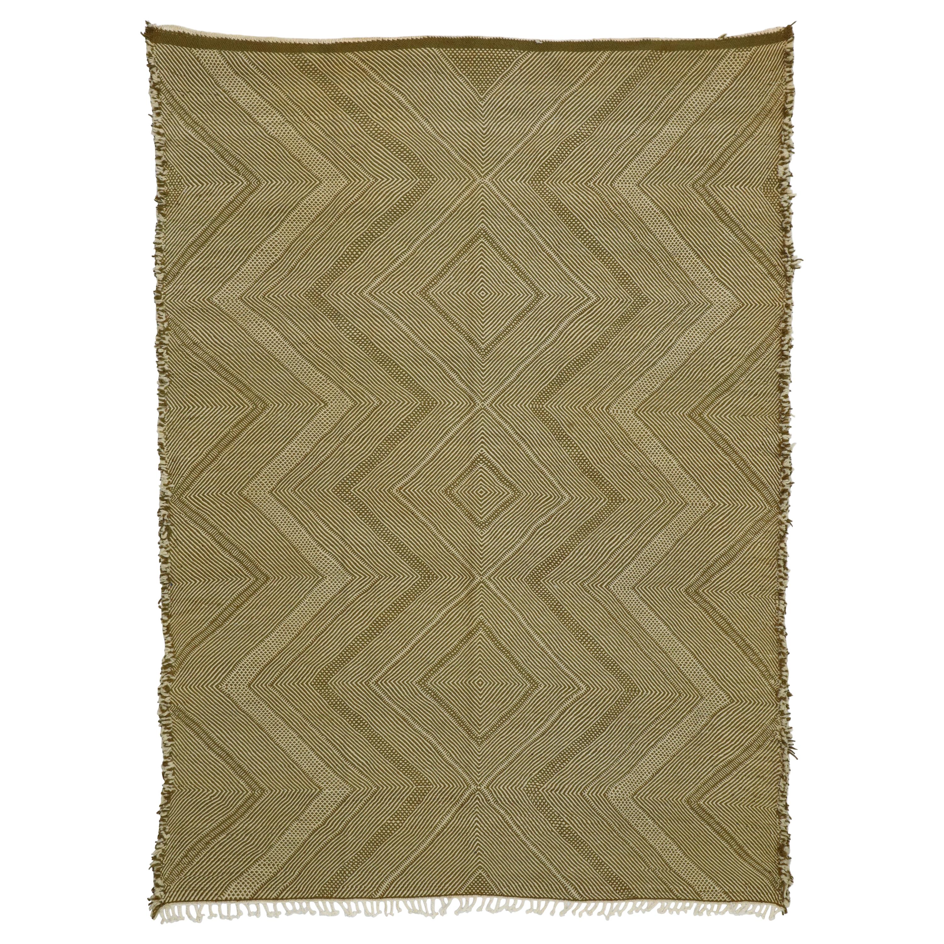 Vintage Moroccan Zemmour Berber Kilim Area Rug with Modern Tribal Style