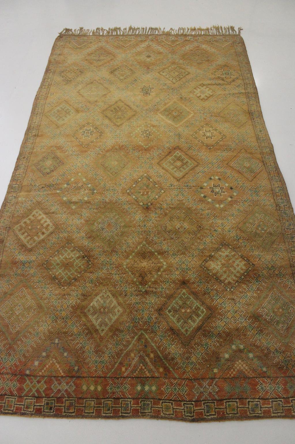 20th Century Vintage Moroccan Zemmour rug - Ochre - 6x11.3feet / 185x345cm For Sale