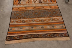 Vintage Moroccan Zemour Flatweave Rug - Earth Tones, Brown, Orange