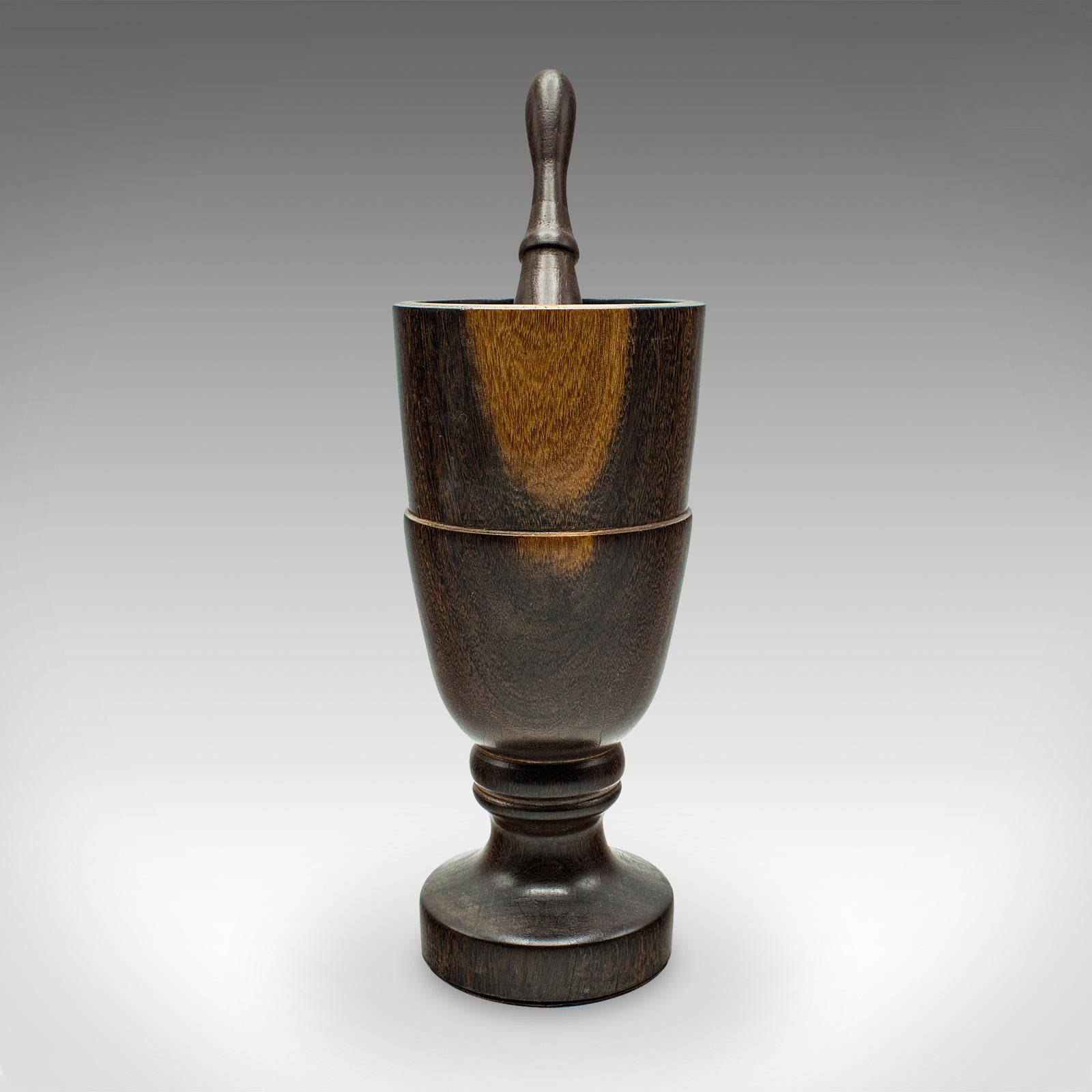 Other Vintage Mortar And Pestle, English, Turned Walnut, Apothecary, Kitchen, C.1970 For Sale