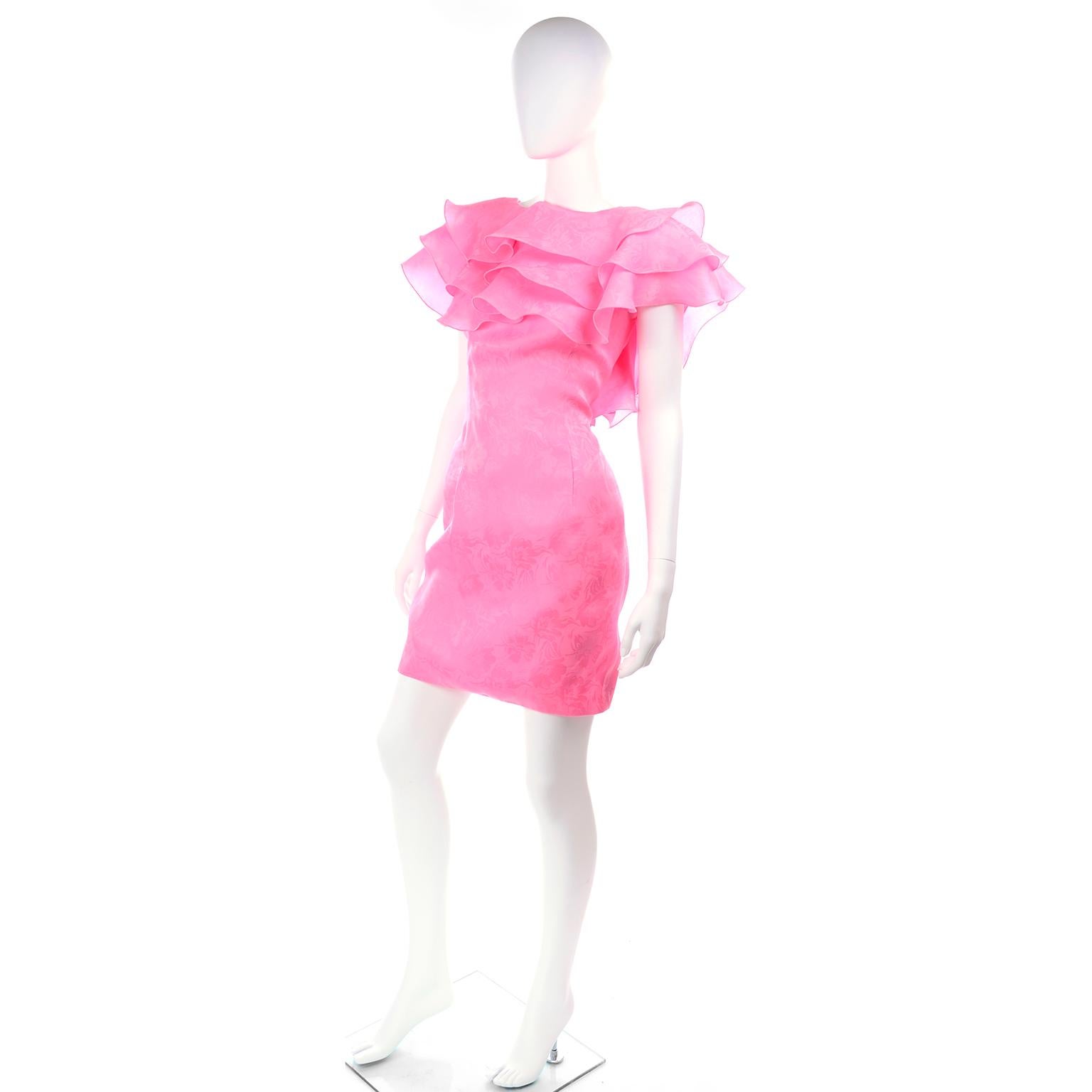 Vintage Morton Myles Saks Fifth Avenue Hot Pink Silk Ruffled Organza ...
