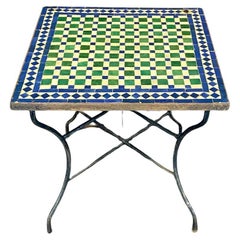 Vintage Mosaic Bistro Side Table with 19th Century Tiles