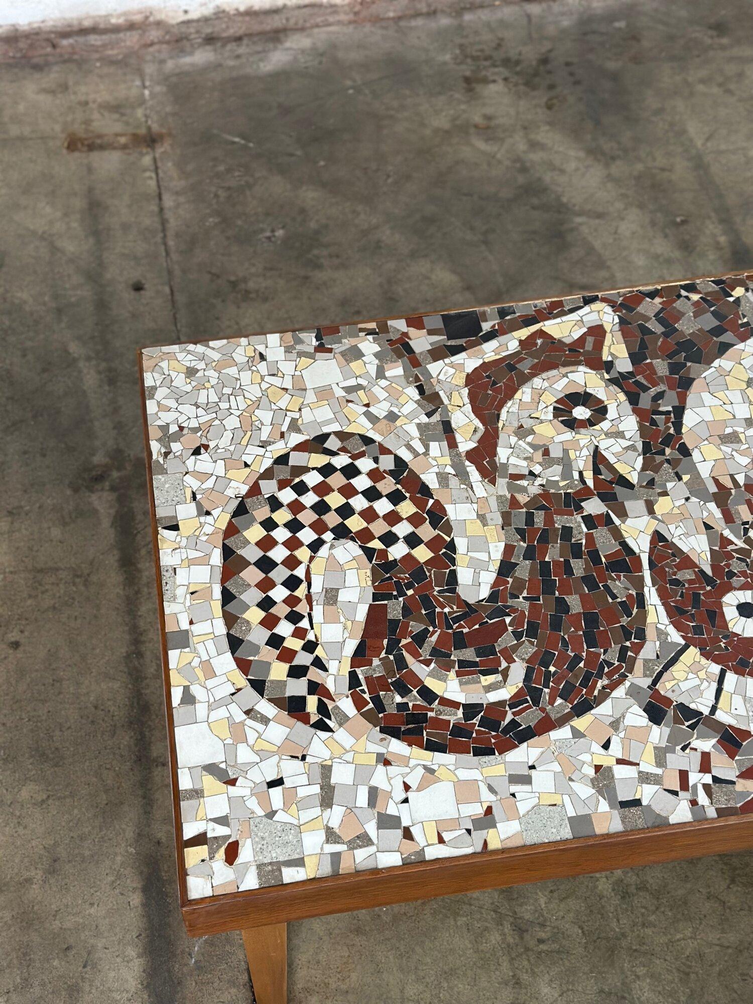 Vintage mosaic coffee table For Sale 7