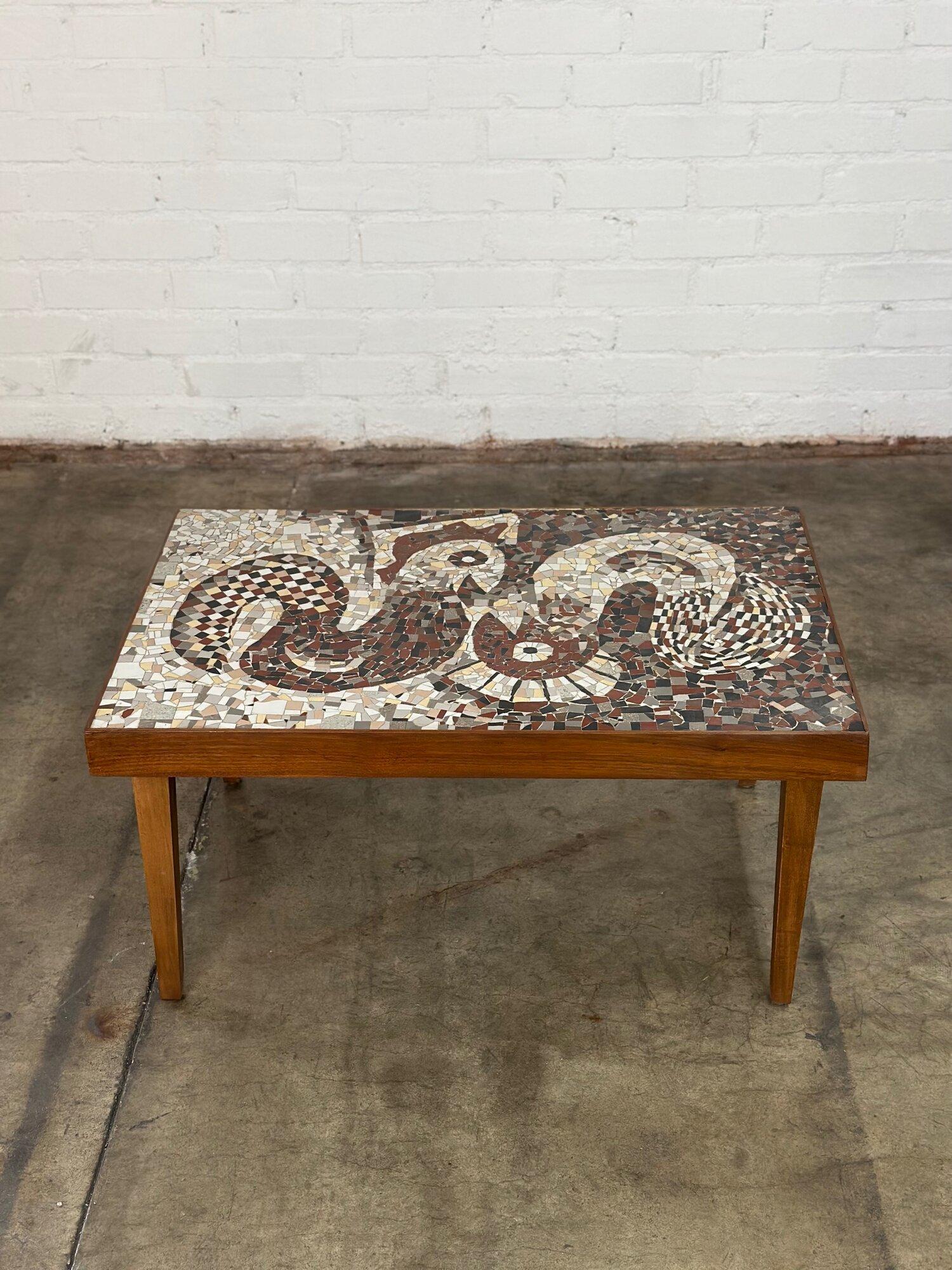 Vintage mosaic coffee table For Sale 9