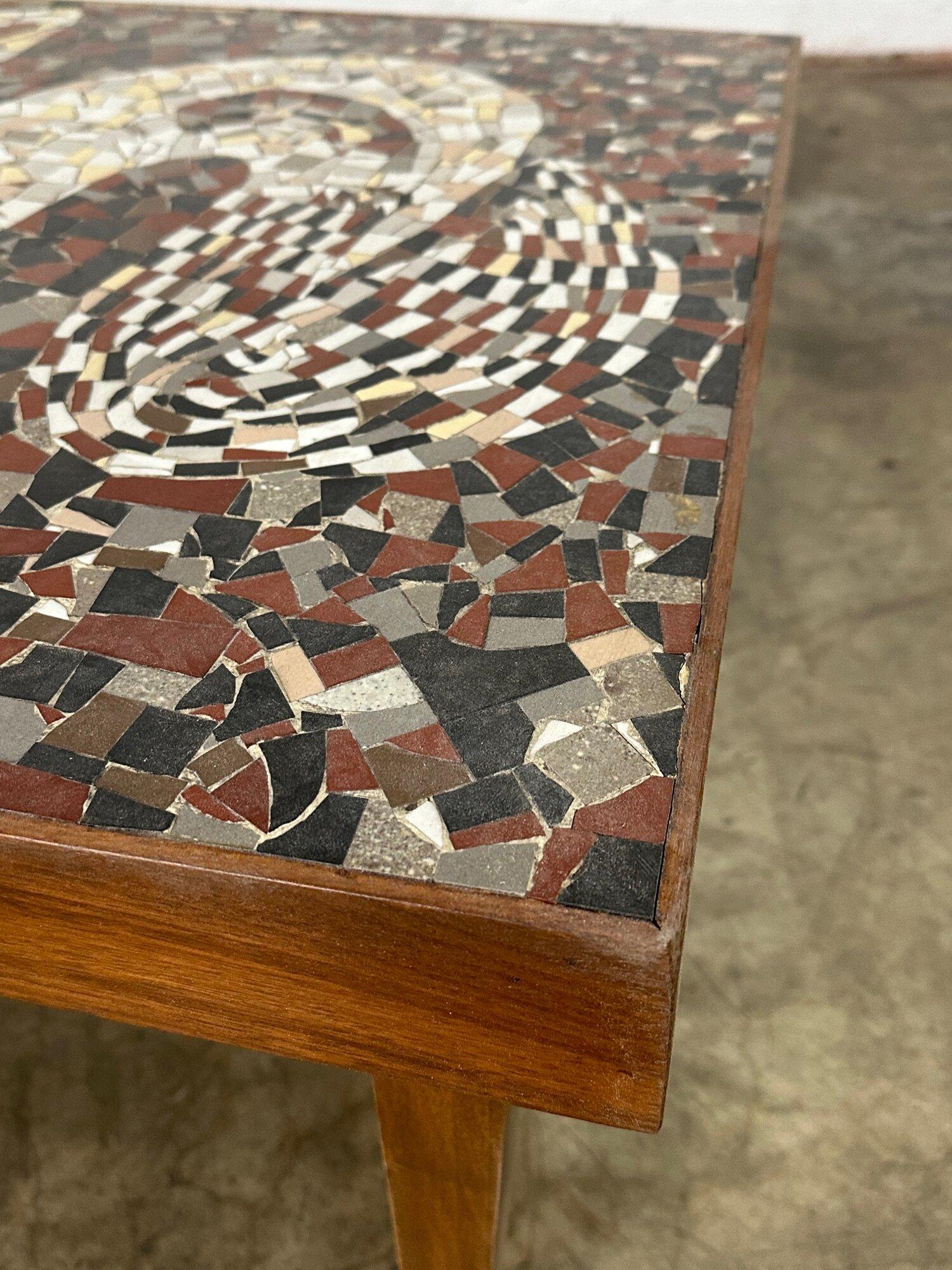 Ceramic Vintage mosaic coffee table For Sale