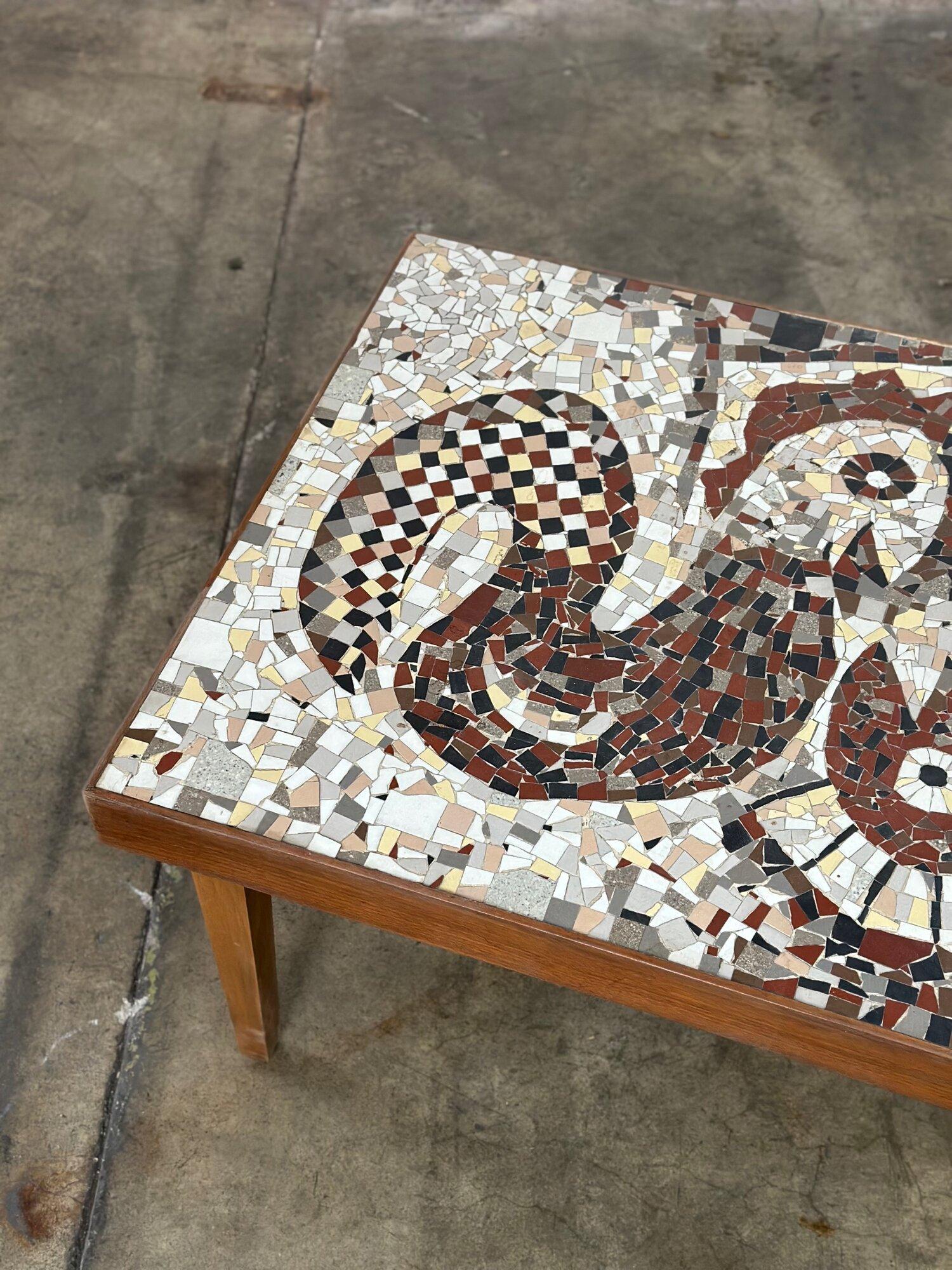 Vintage mosaic coffee table For Sale 3