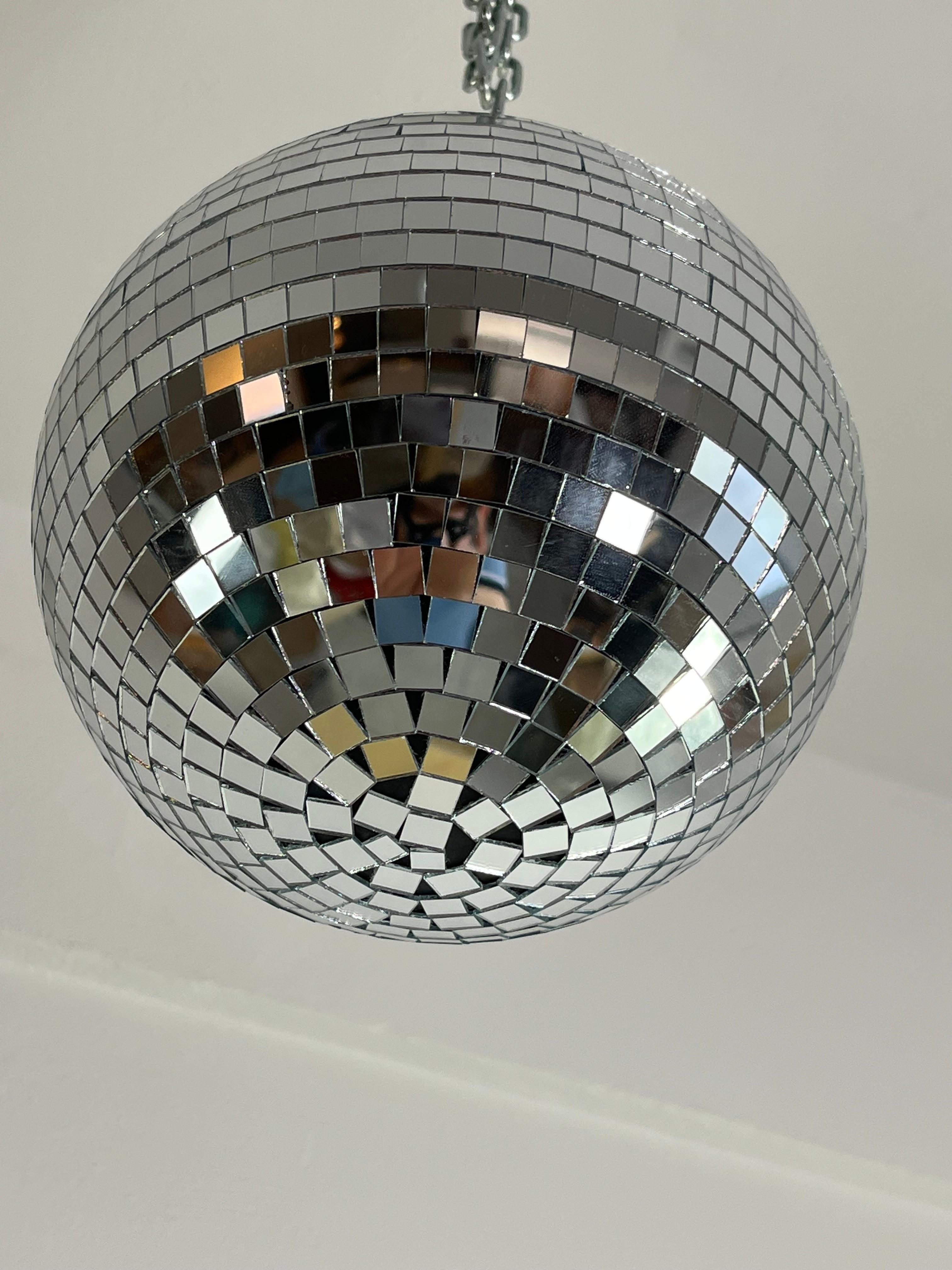 Mirror Vintage Mosaic Glass Disco Ball With Rotor 1980s cm 20 For Sale
