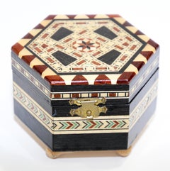 Mosaic Marquetry Octagonal Music Box Granada Moorish Spain