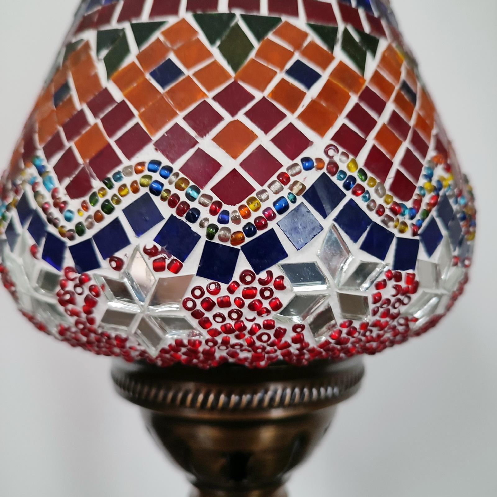 Copper Vintage Mosaic Morocco Table Lamp For Sale