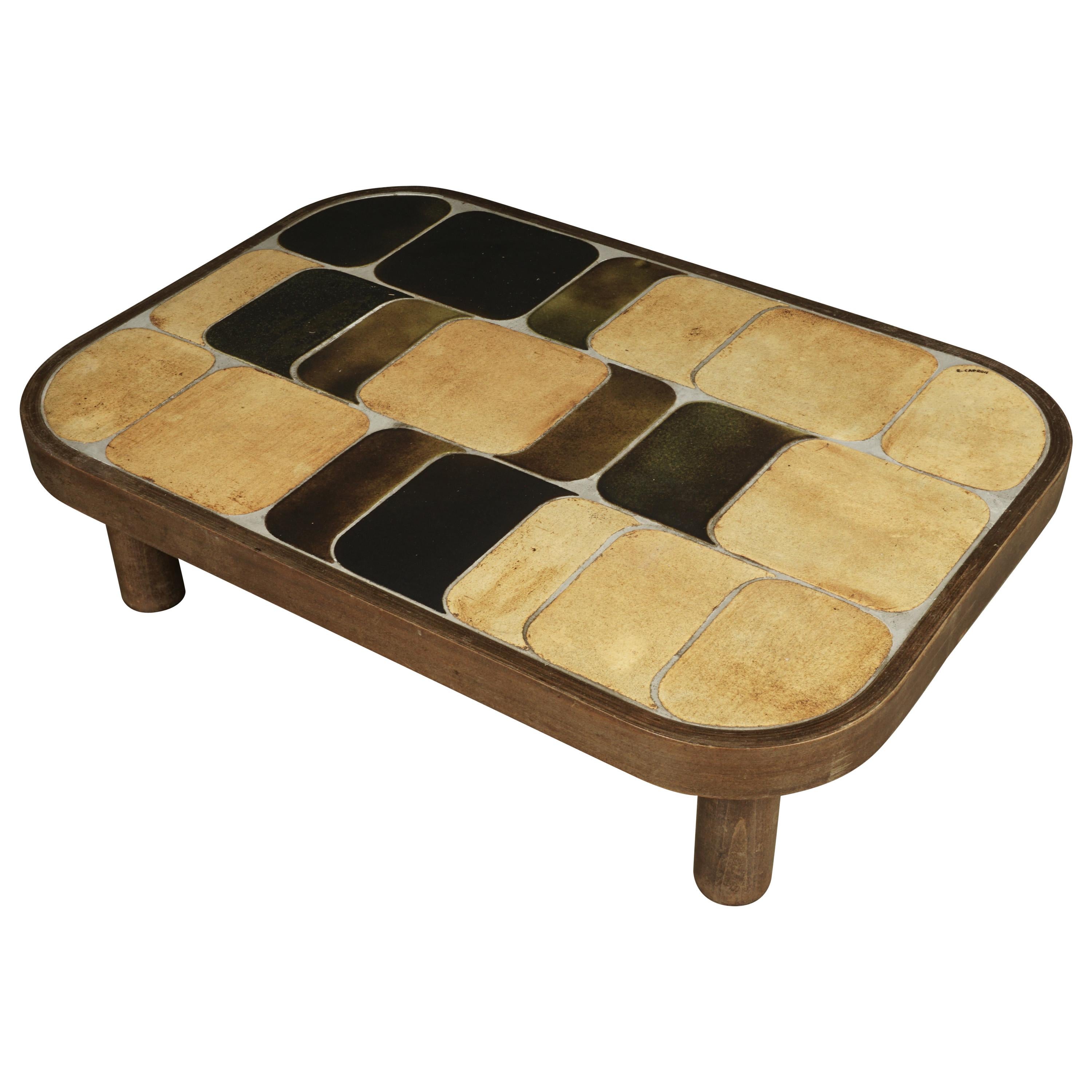 Vintage Mosaic "Shogun" Coffee Table Designed by Roger Capron, France, 1960s