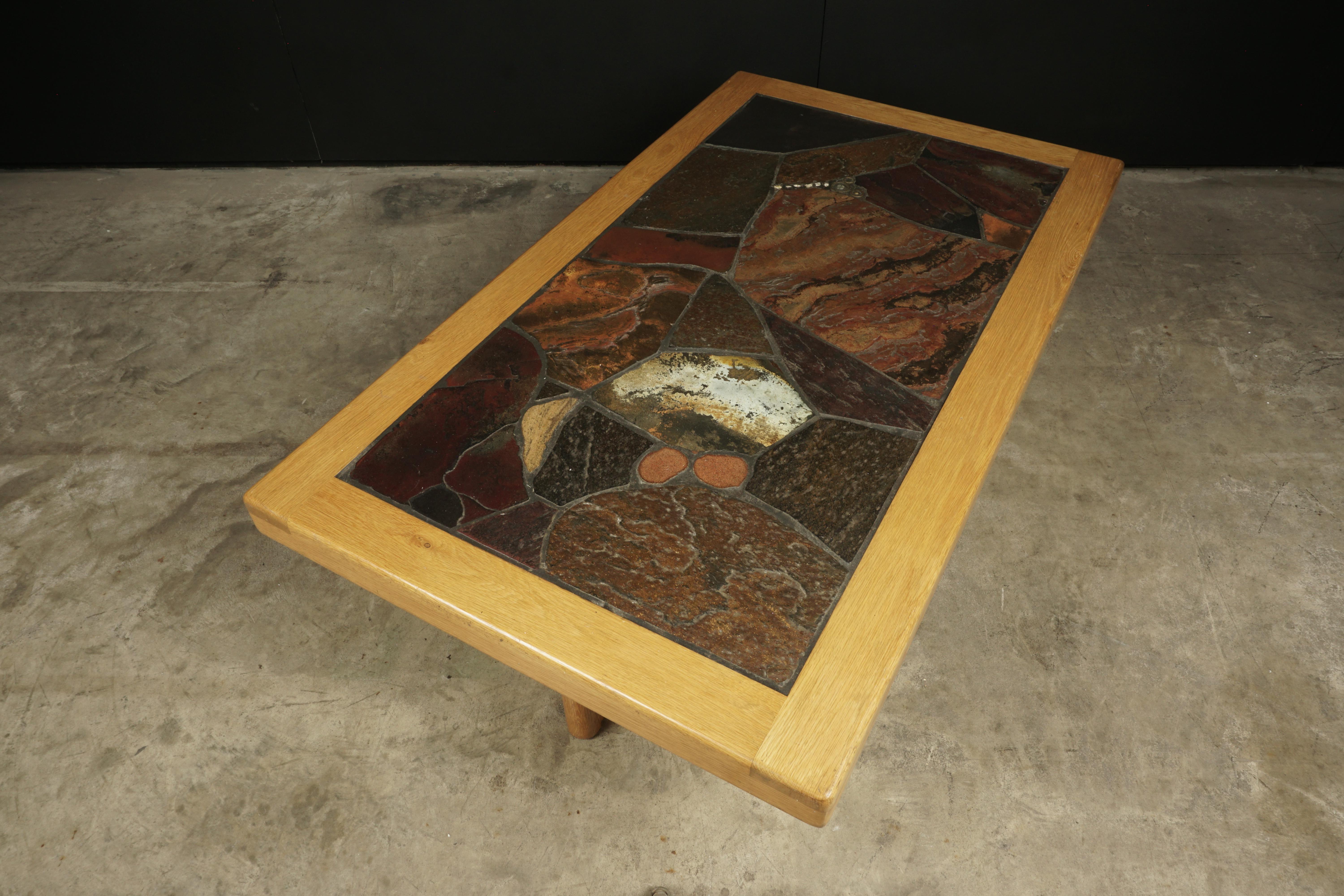 Vintage Mosaic Slate Coffee Table from France, circa 1960 In Good Condition In Nashville, TN