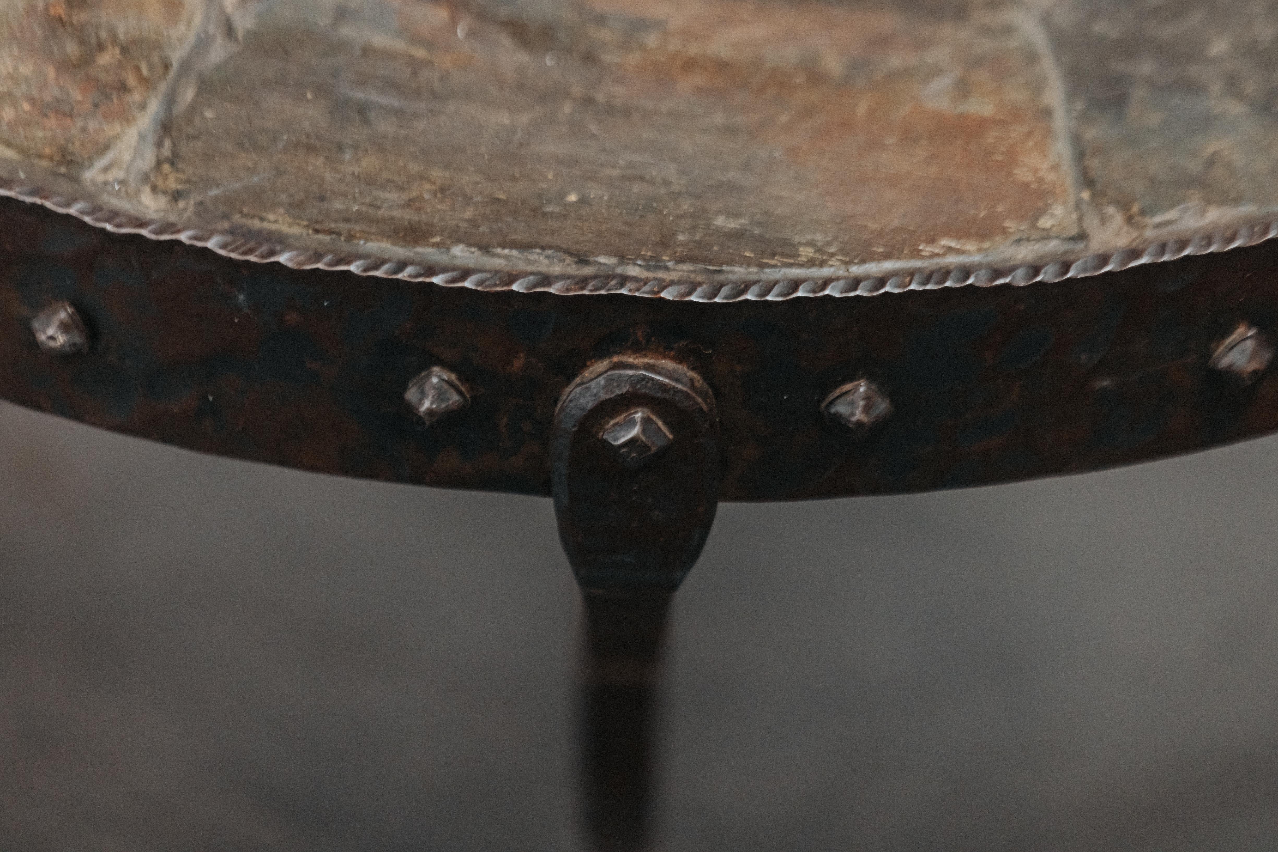 Mid-20th Century Vintage Mosaic Stone and Cast Iron Coffee Table From France, Circa 1950