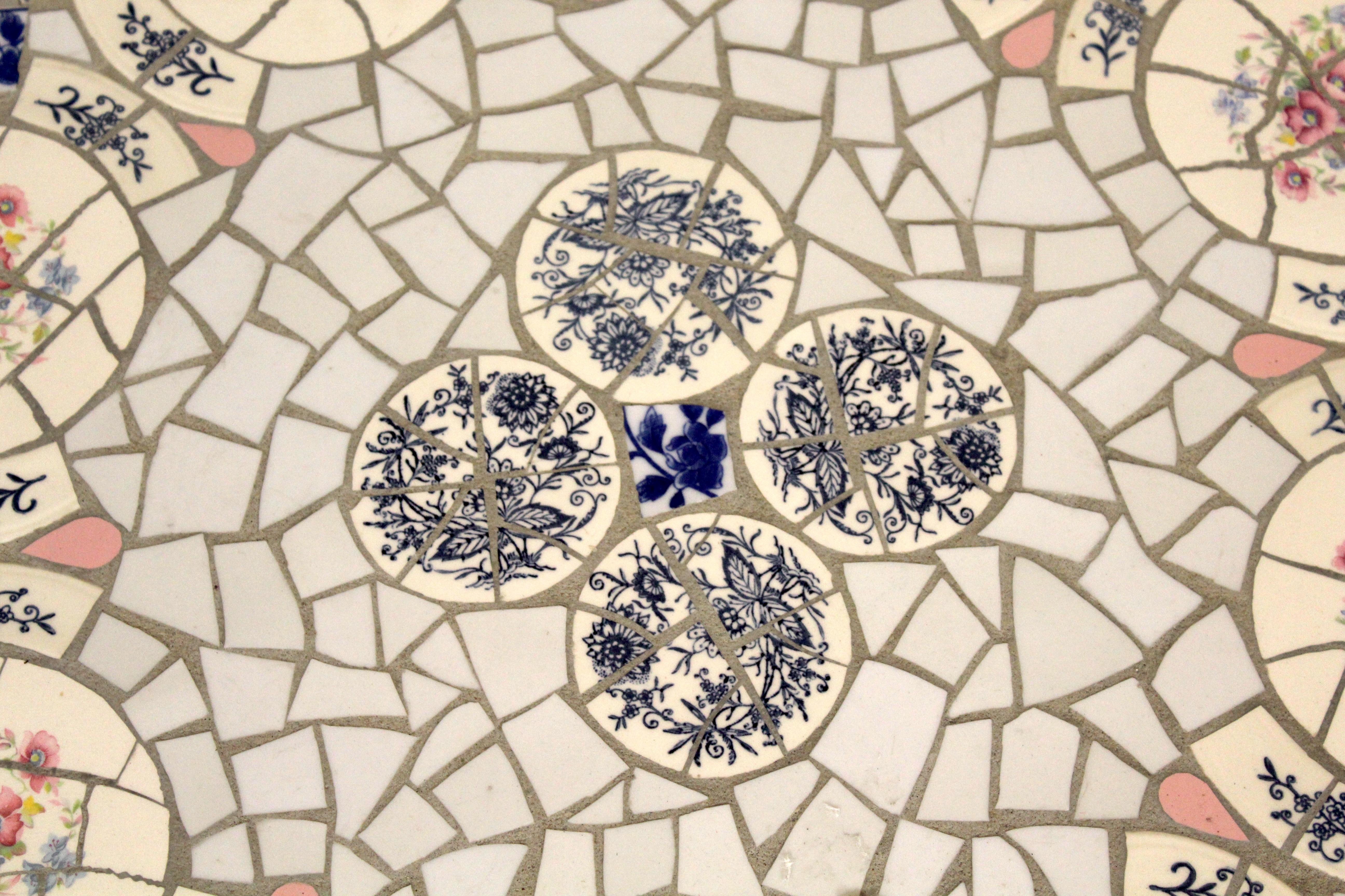 Mid-Century Modern Vintage Mosaic Tile Table For Sale