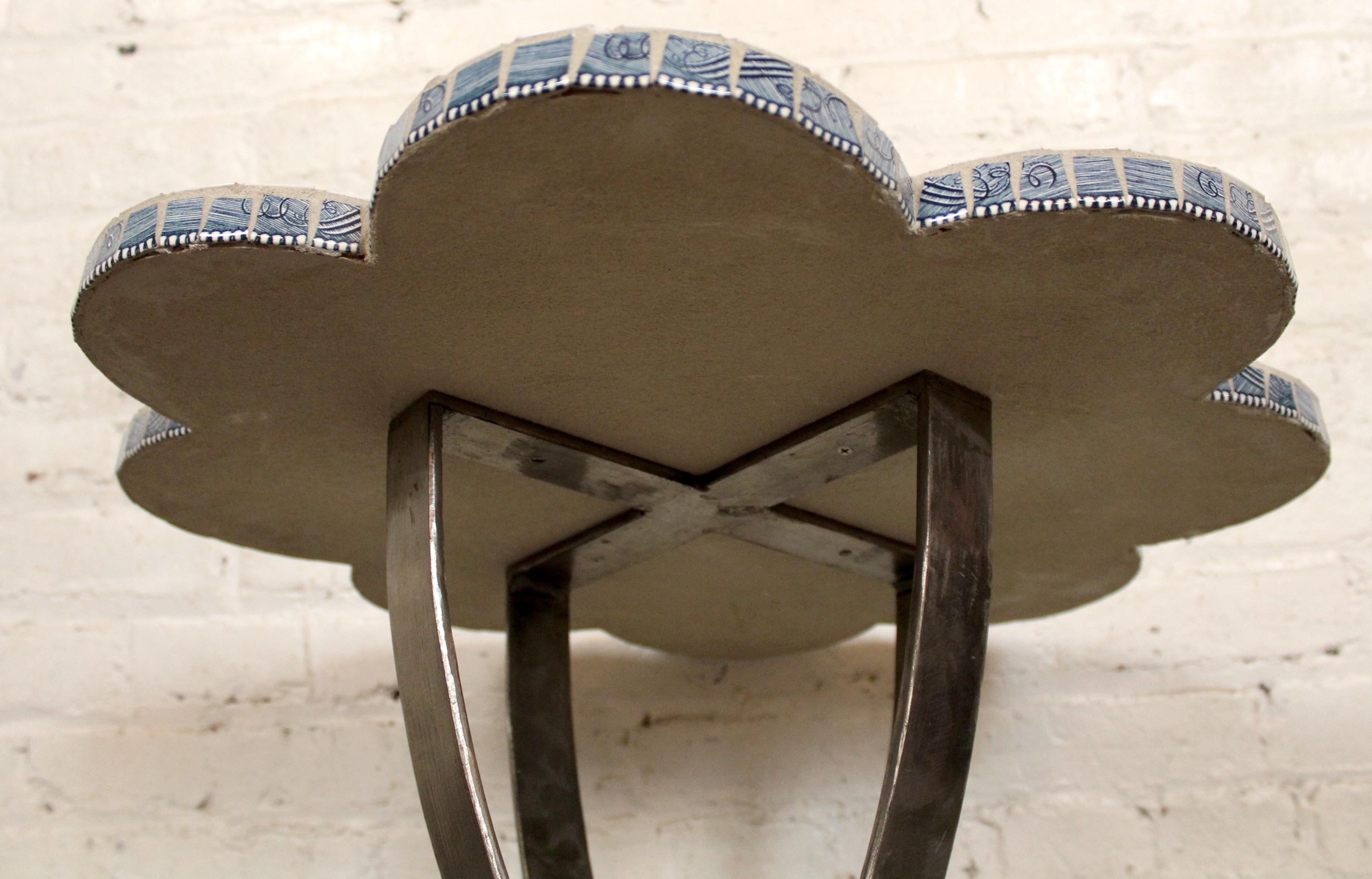 Metal Vintage Mosaic Tile Table For Sale