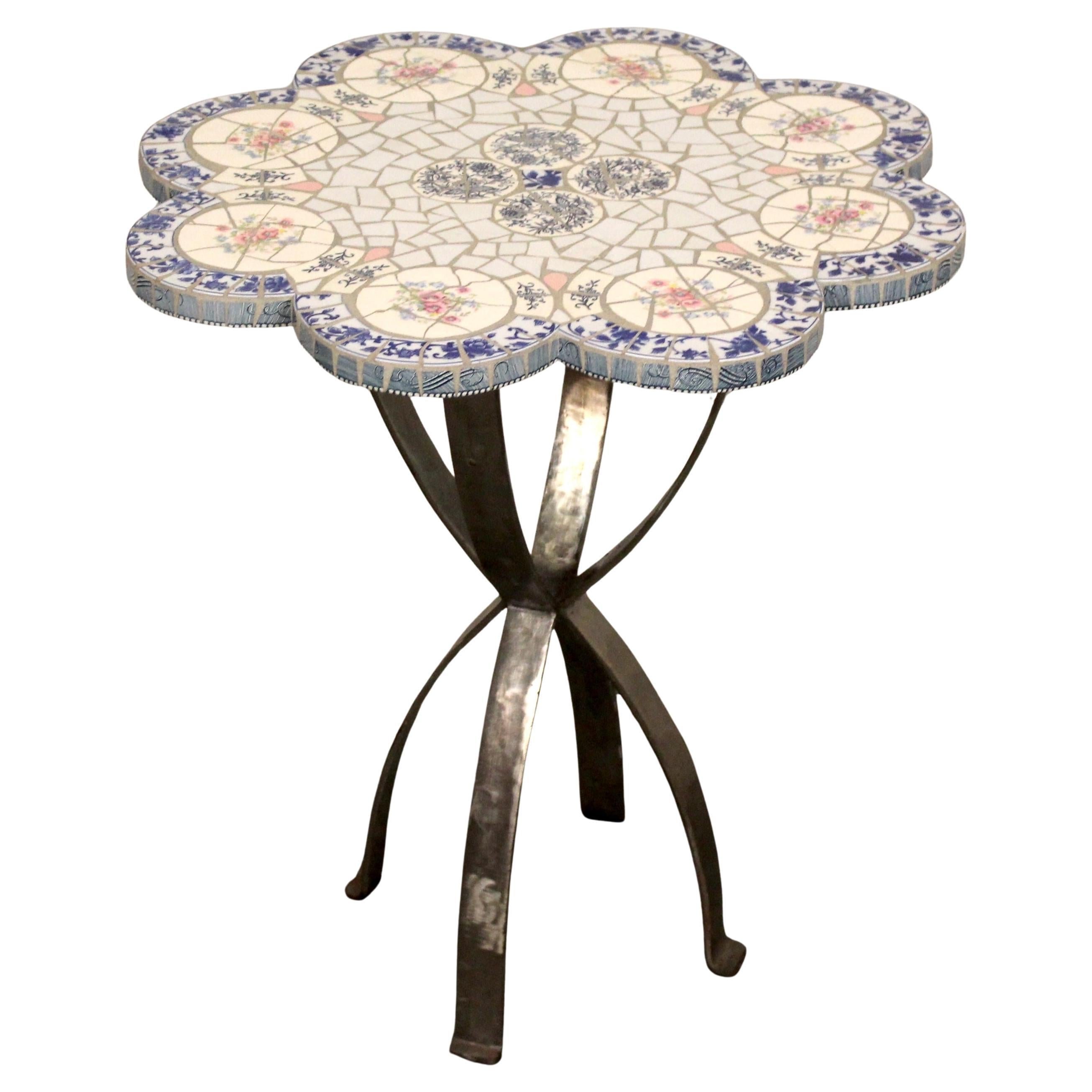 Vintage Mosaic Tile Table For Sale