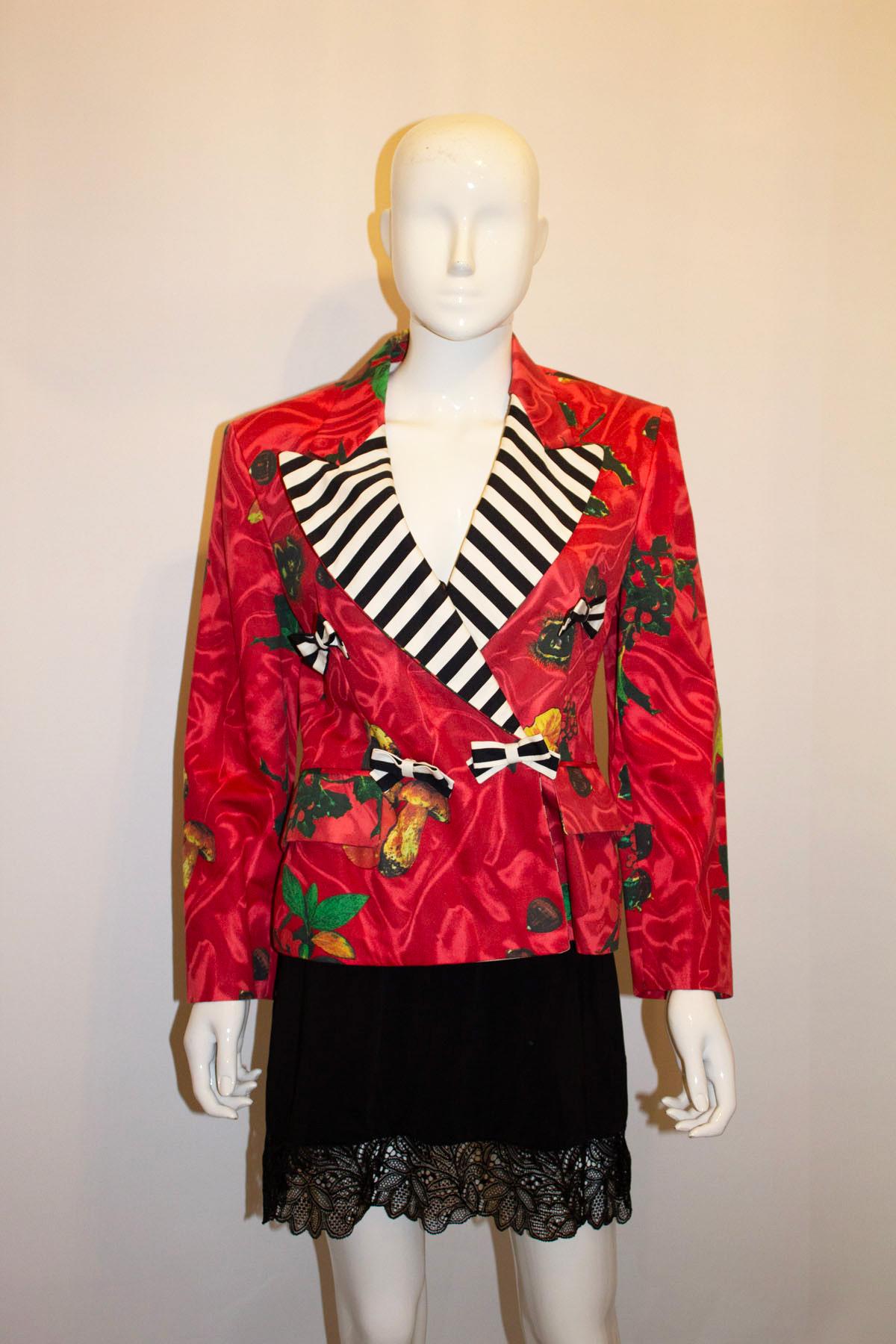 Red Vintage Moschino 1989 Cotton Jacket For Sale