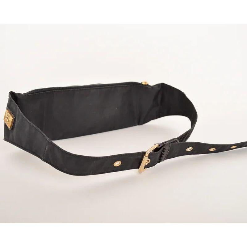 Vintage Moschino 1990's Black Nylon Gold letter Bum bag - Waist Belt Pouch For Sale 2