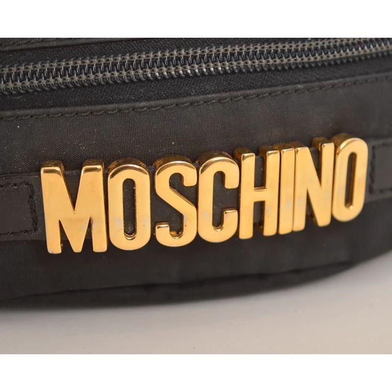 Vintage Moschino 1990's Black Nylon Gold letter Bum bag - Waist Belt Pouch For Sale 4