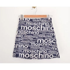 Vintage Moschino 1990's 'Off Key' Print High waisted Logo-mania Mini Skirt