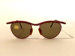 Vintage Moschino 1990s Red Metal and Rhinestone Sunglasses by Persol