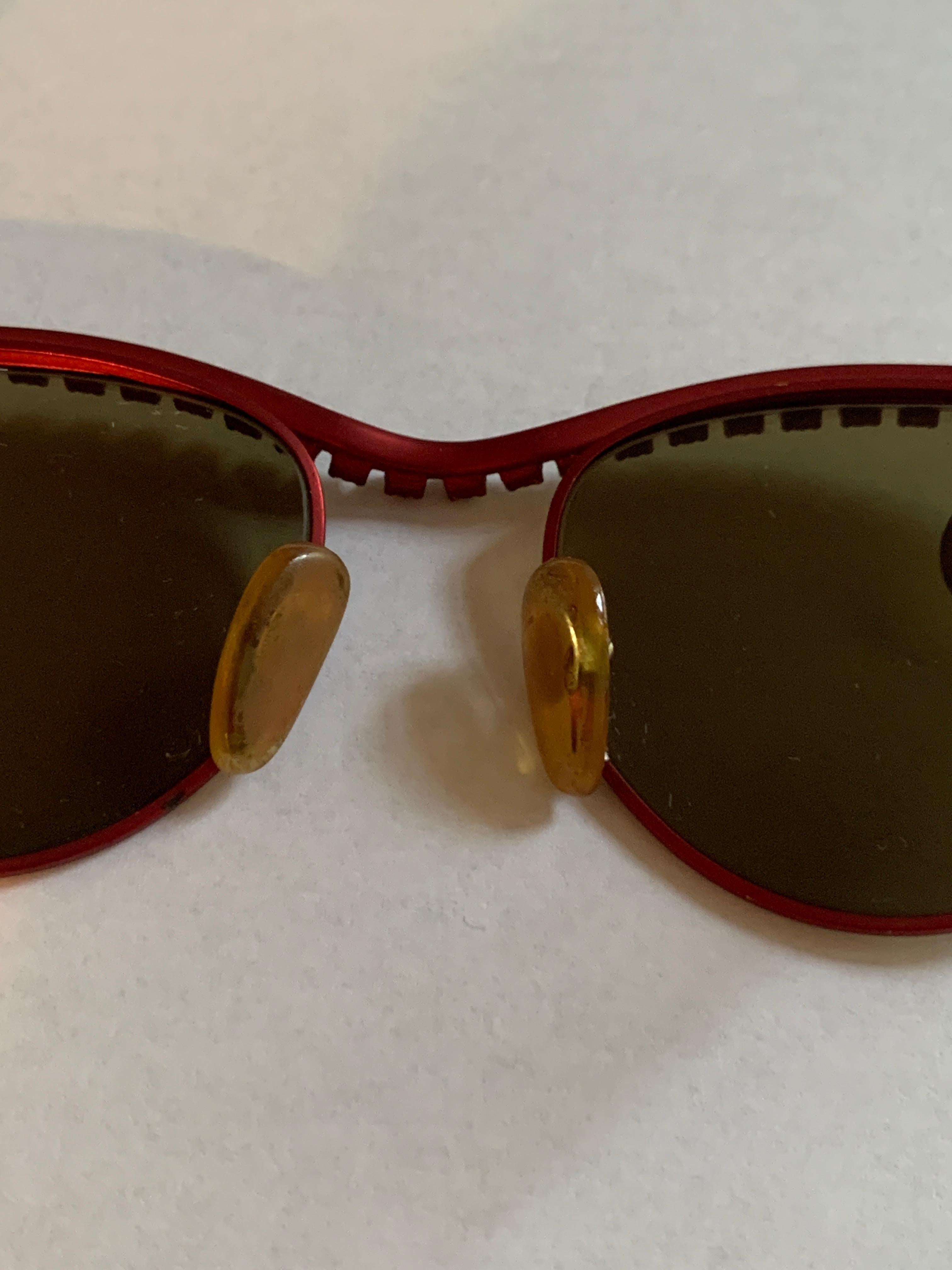 Women's Vintage Moschino 1990s Red Metal and Rhinestone Sunglasses by Persol For Sale