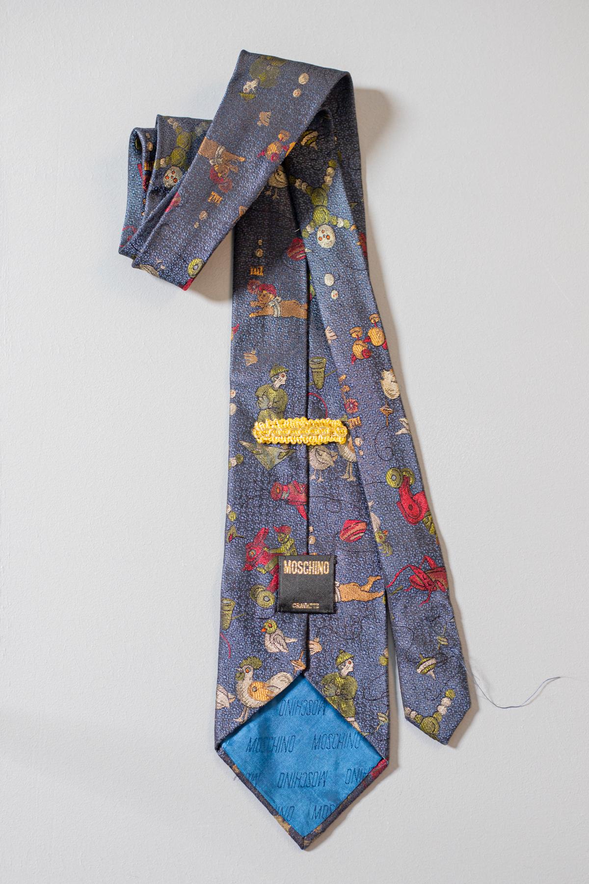 Gray Vintage Moschino all-silk tie  For Sale