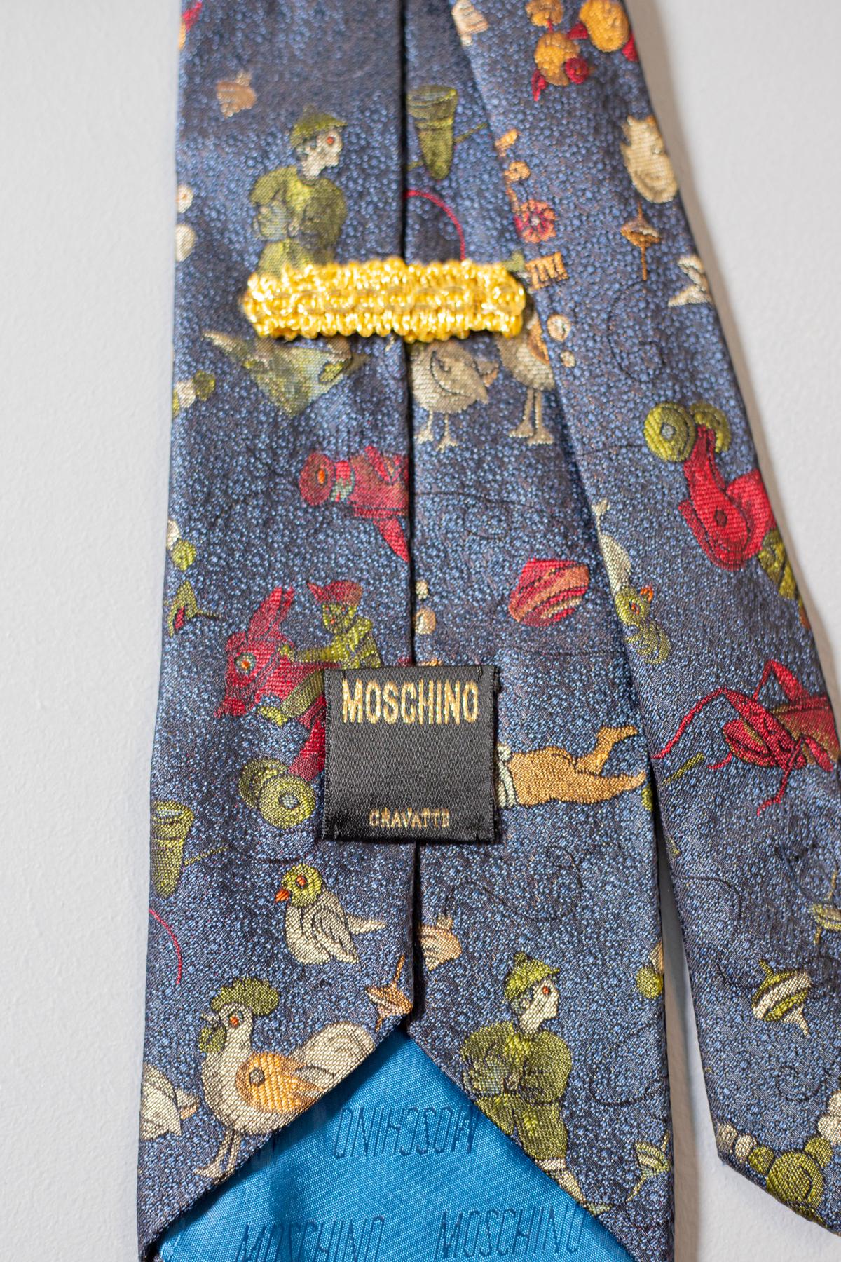 Vintage Moschino all-silk tie  In Good Condition For Sale In Milano, IT