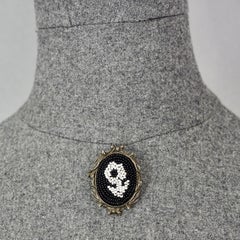 Vintage MOSCHINO Antique Framed Flower Beaded Novelty Brooch