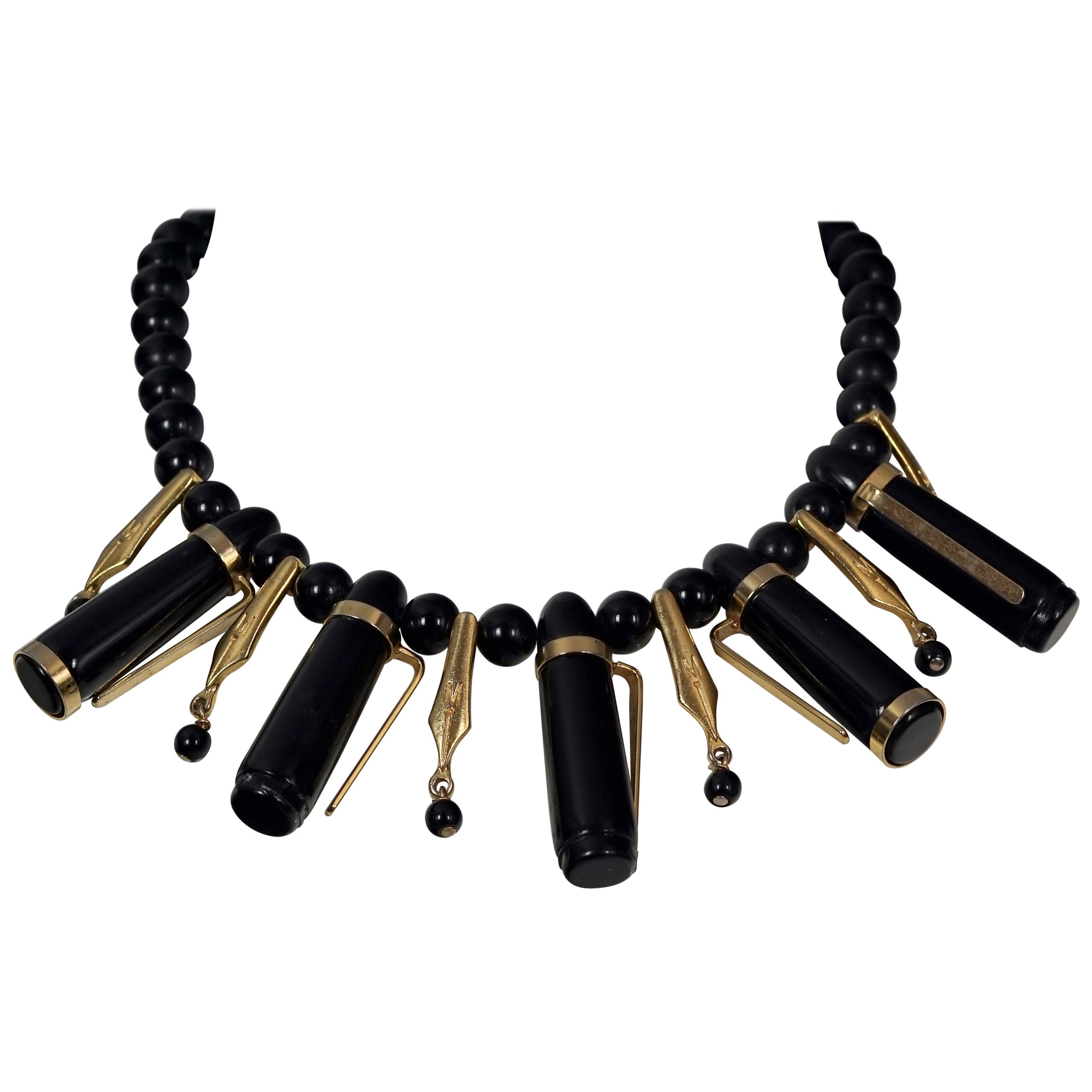 Vintage MOSCHINO Ballpoint Pen Charm Novelty Necklace
