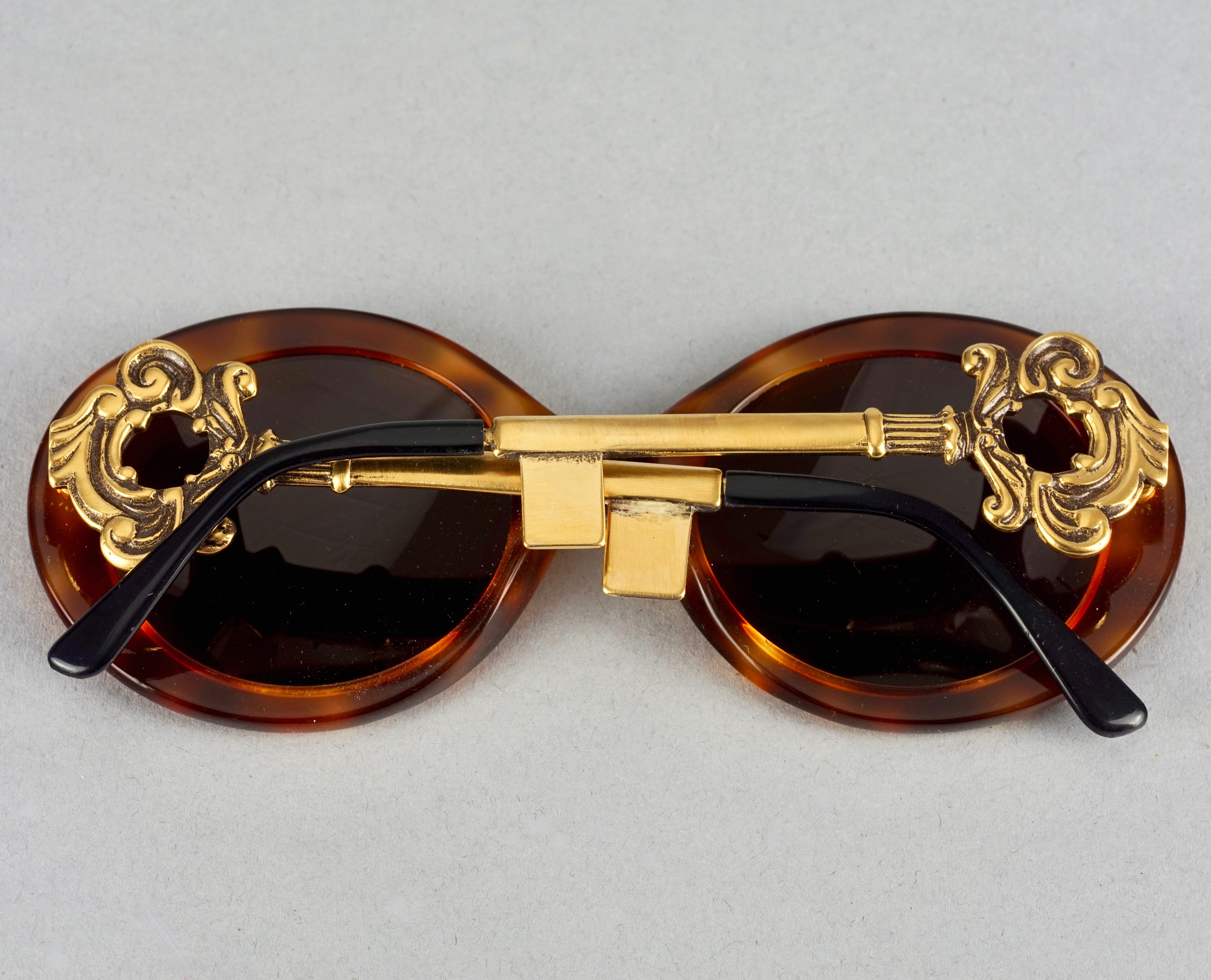 Vintage MOSCHINO Baroque Key Round Tortoiseshell Novelty Sunglasses 1