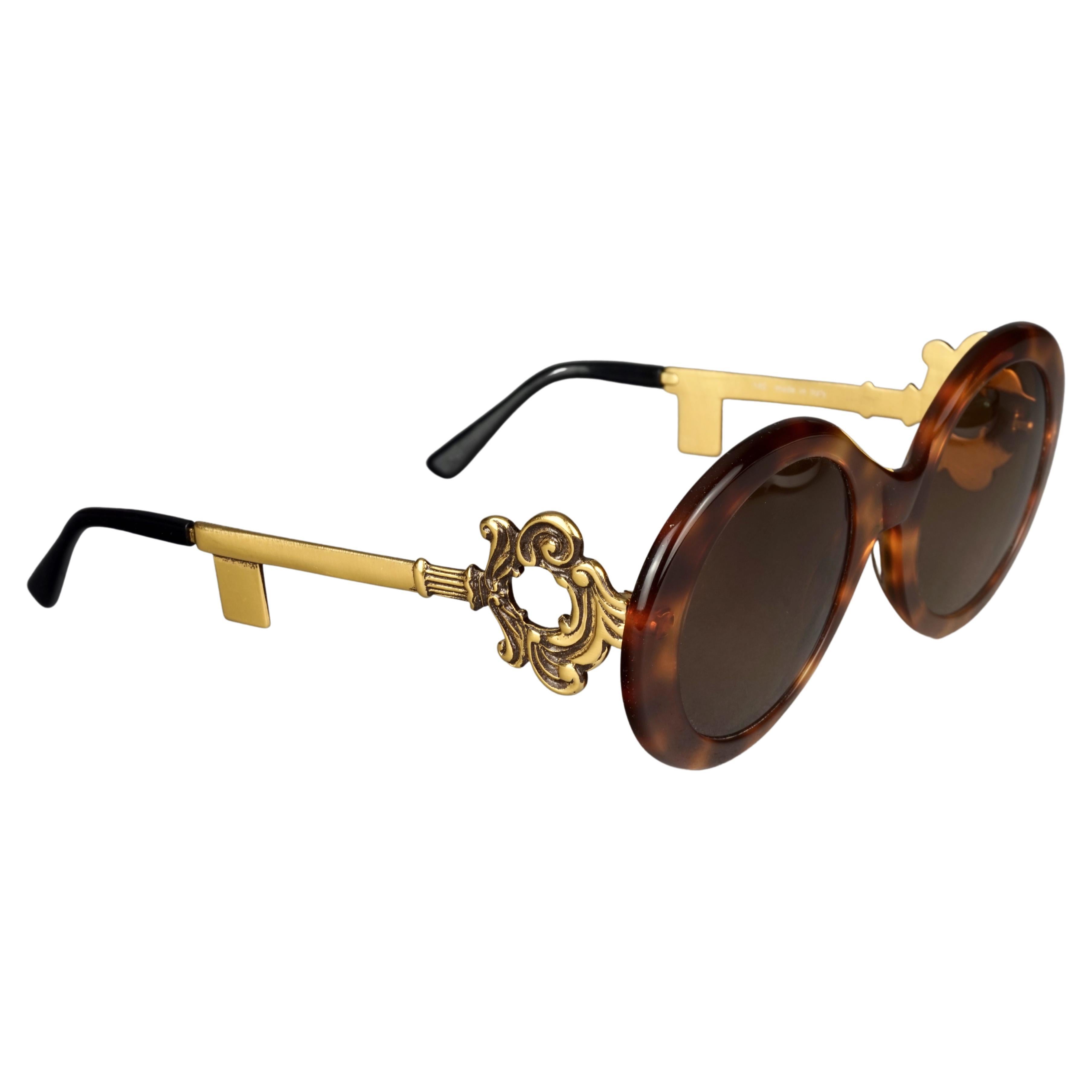 Vintage MOSCHINO Baroque Key Round Tortoiseshell Novelty Sunglasses