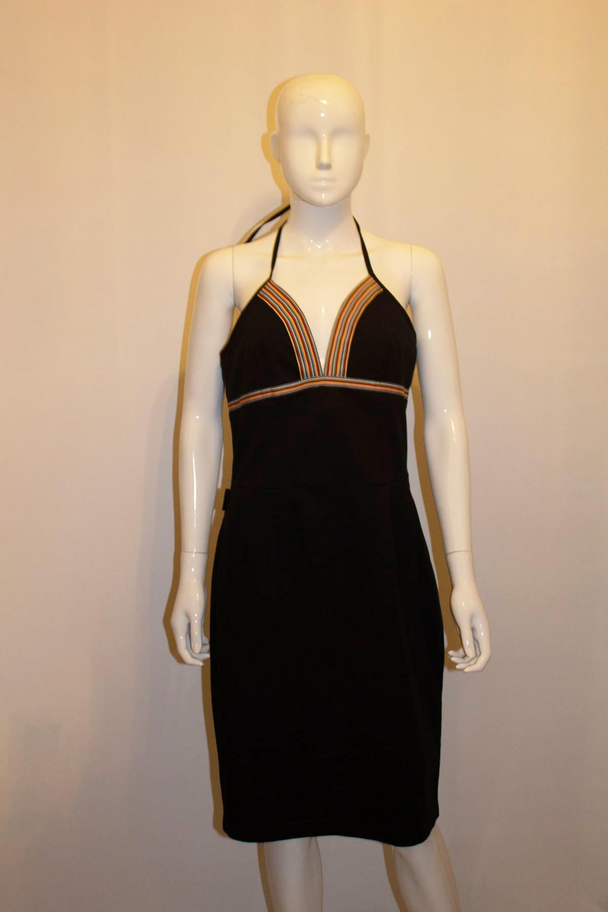 Women's Vintage Moschino Black Cotton Sun Dress For Sale