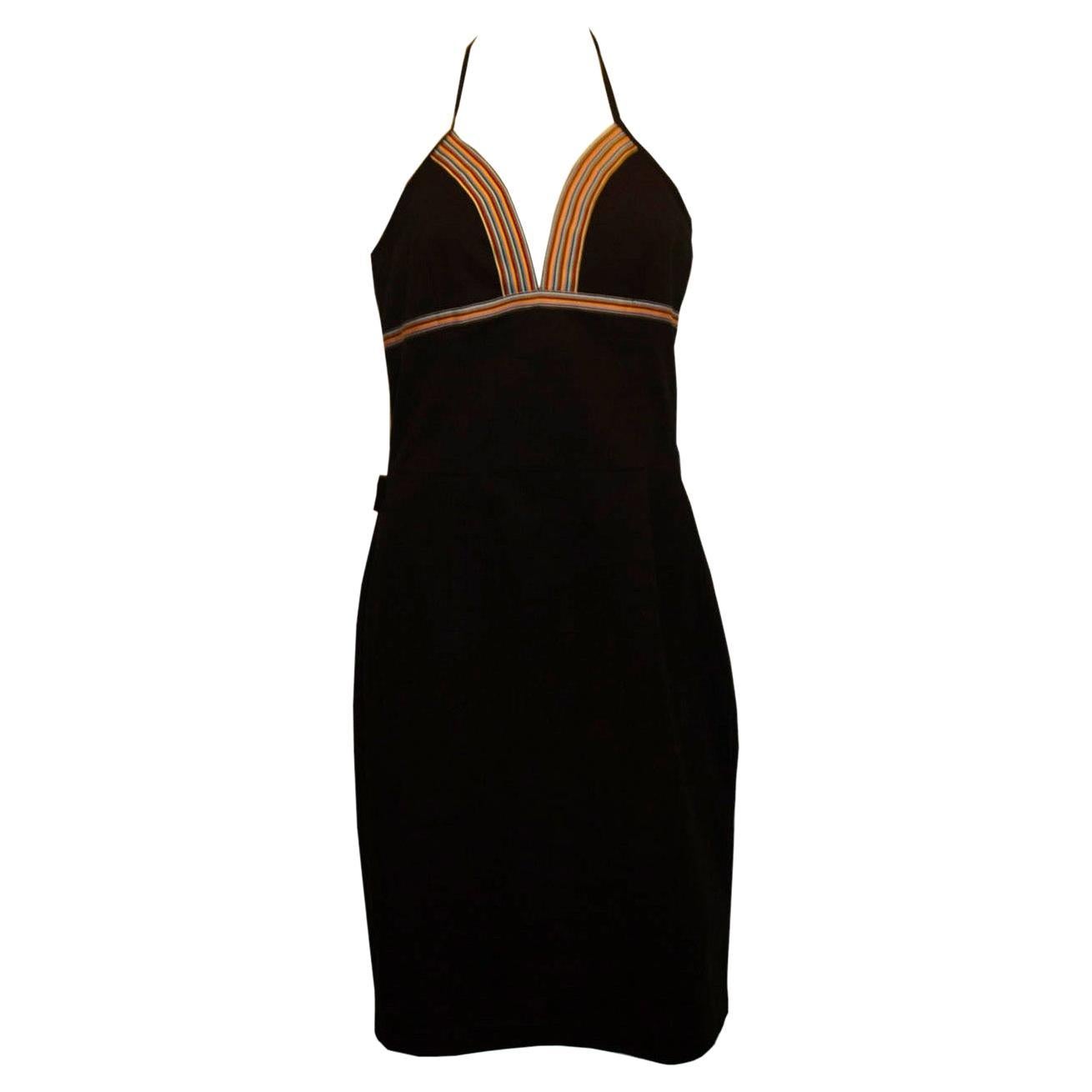 Vintage Moschino Black Cotton Sun Dress For Sale