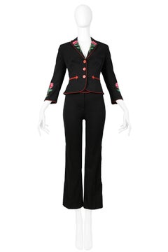 Vintage Moschino Black Embroidered Western Suit