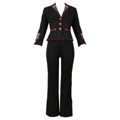 Vintage Moschino Schwarzer bestickter Western-Anzug