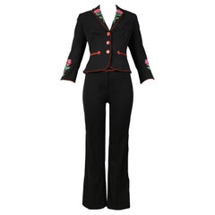 Vintage Moschino Black Embroidered Western Suit 