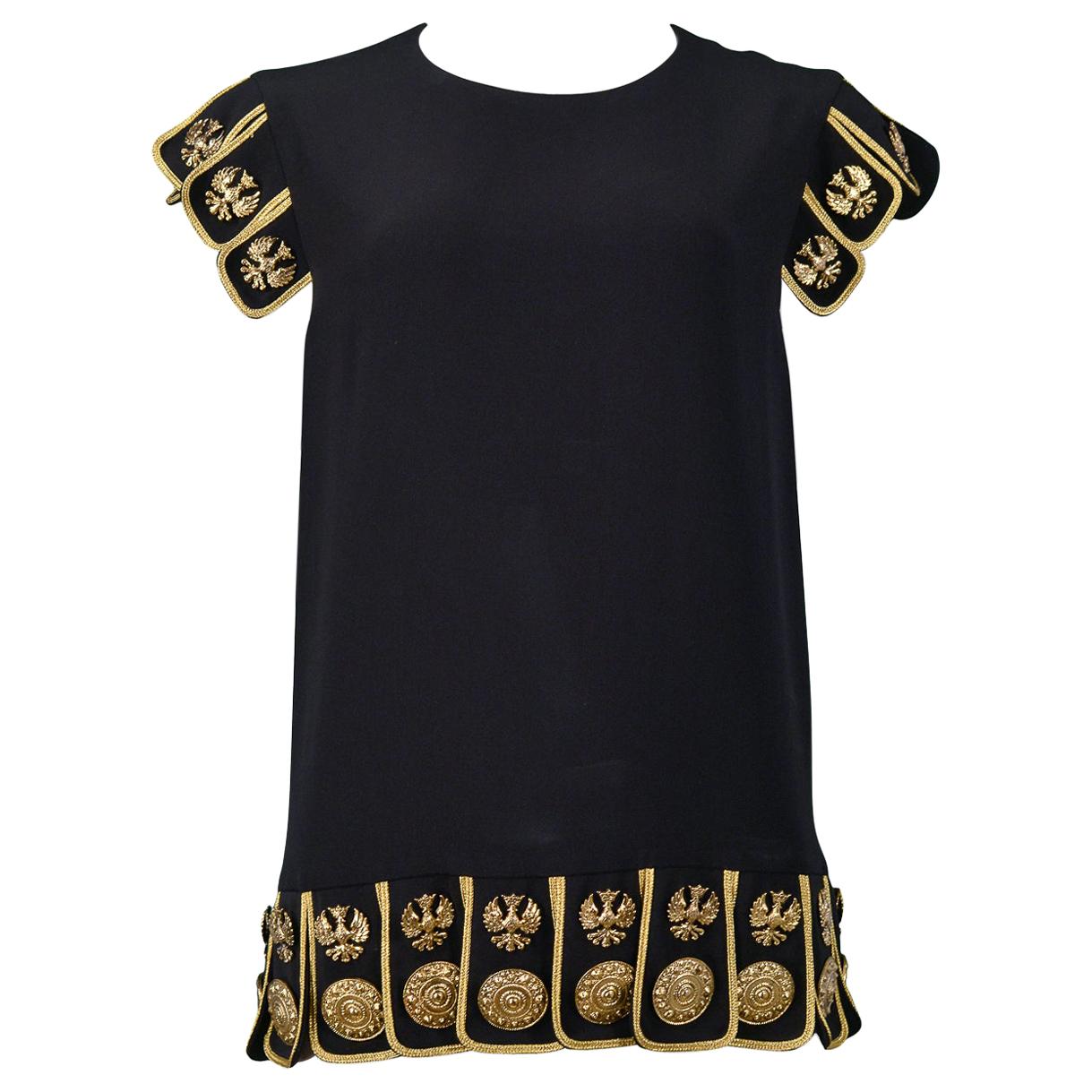 Vintage Moschino Black 
Gold Gladiator Top 1984