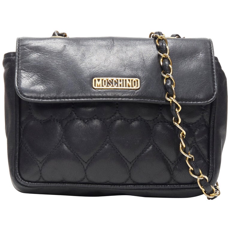 vintage MOSCHINO black heart quilted leather top flap 2.55 chain shoulder  bag at 1stDibs