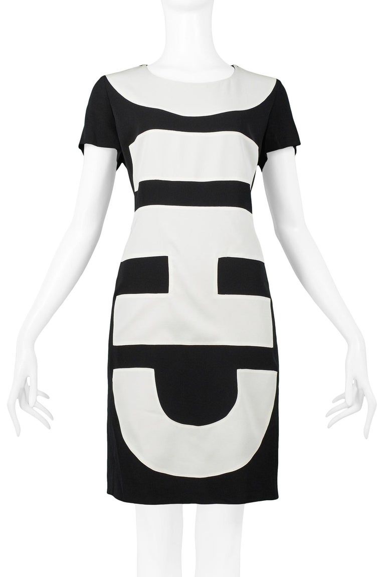 Vintage Moschino Black and White "Chic" Dress For Sale at 1stDibs