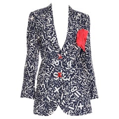 Vintage Moschino Black & White Number Equation Musical Note Print Jacket