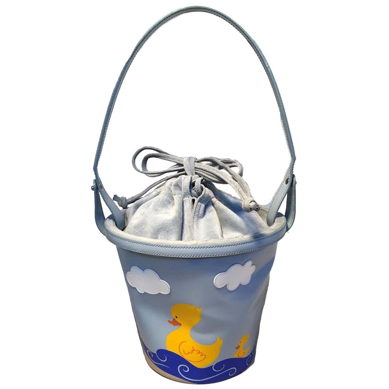 Moschino logo-print Drawstring Bucket Bag - Blue