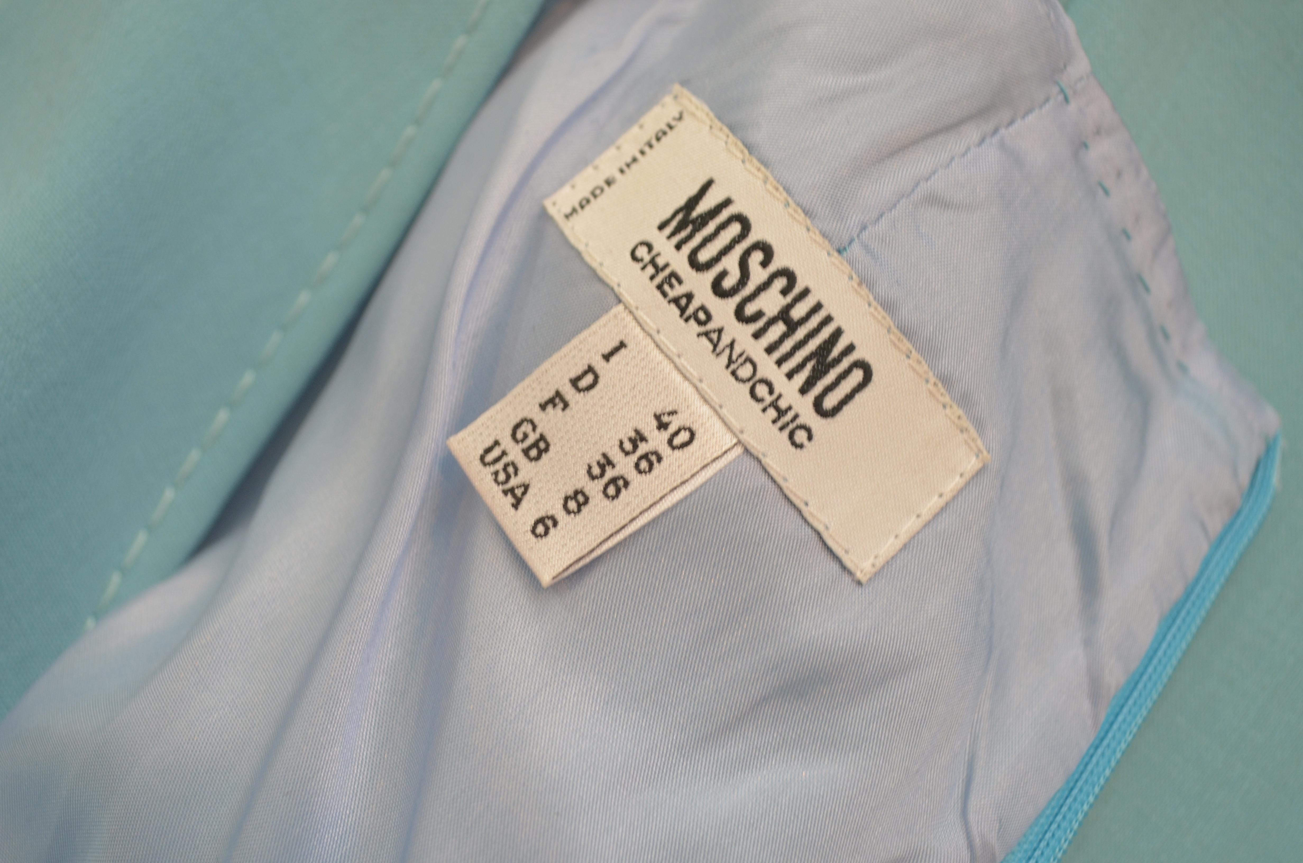 Vintage Moschino Blue Pleated Dress with Belt 1