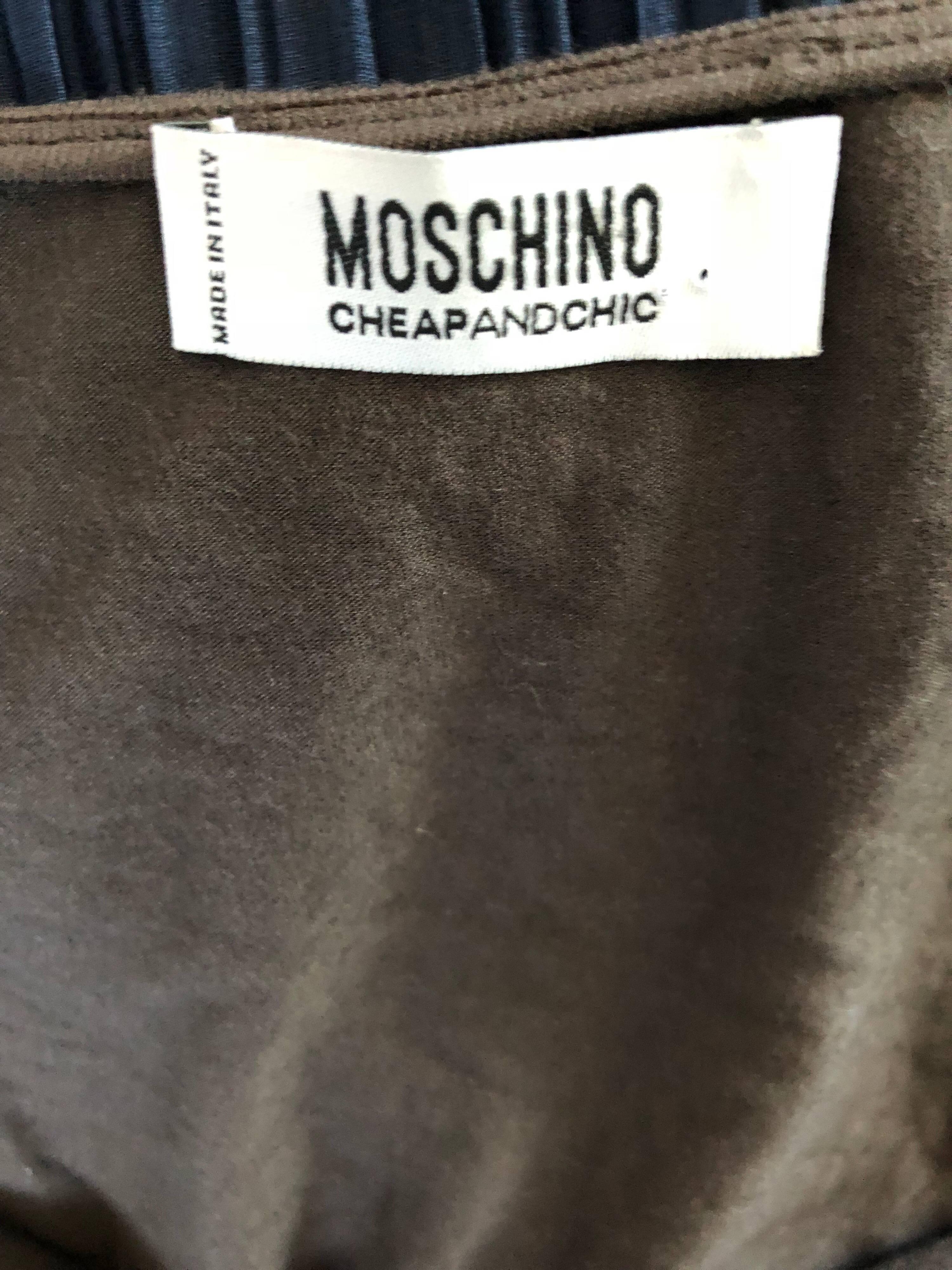 Vintage Moschino Cheap & Chic 90er Jahre Schokoladenbraun Jersey 1990er Jahre ärmelloses Top im Angebot 5