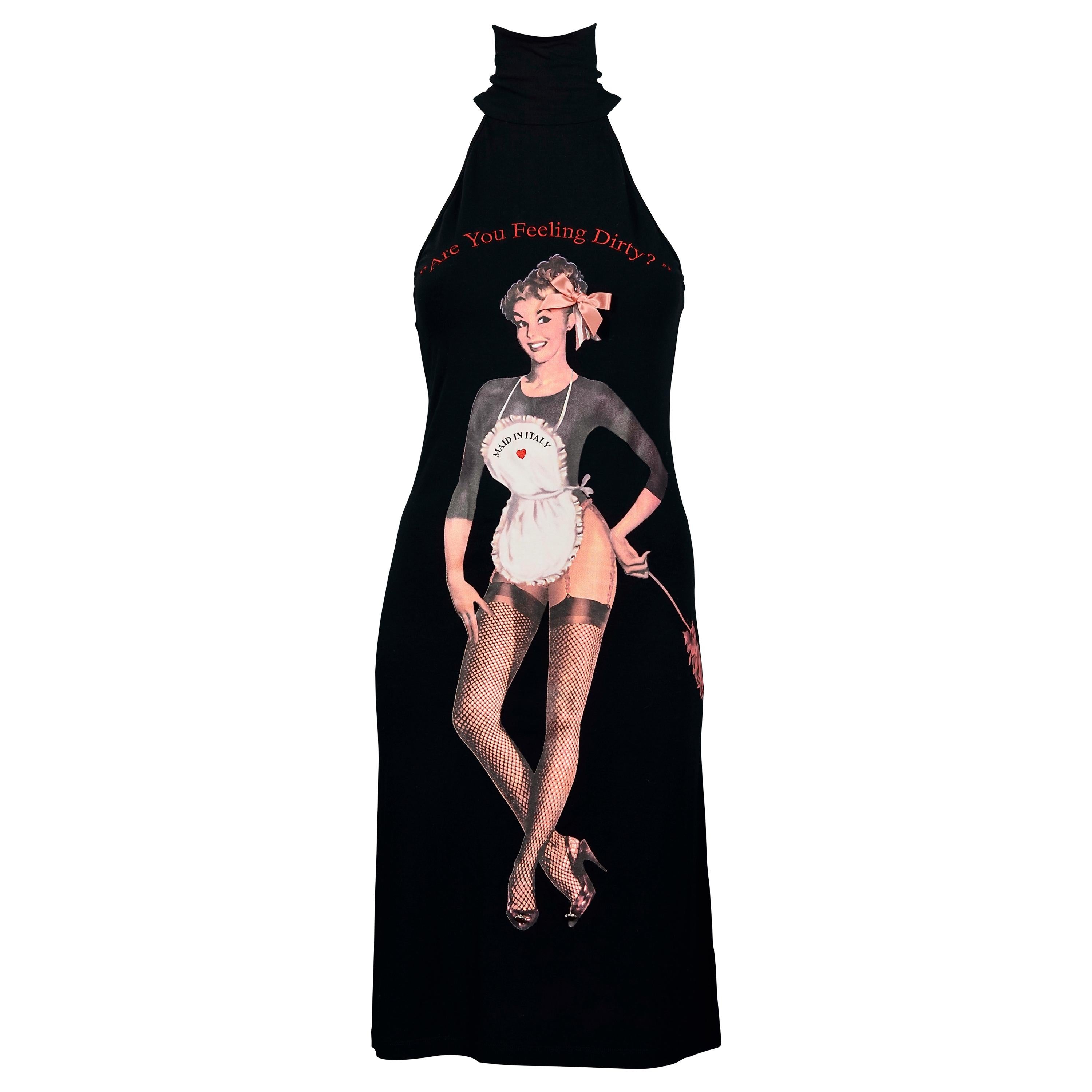 Vintage MOSCHINO CHEAP and CHIC "Are You Feeling Dirty" Dress For Sale